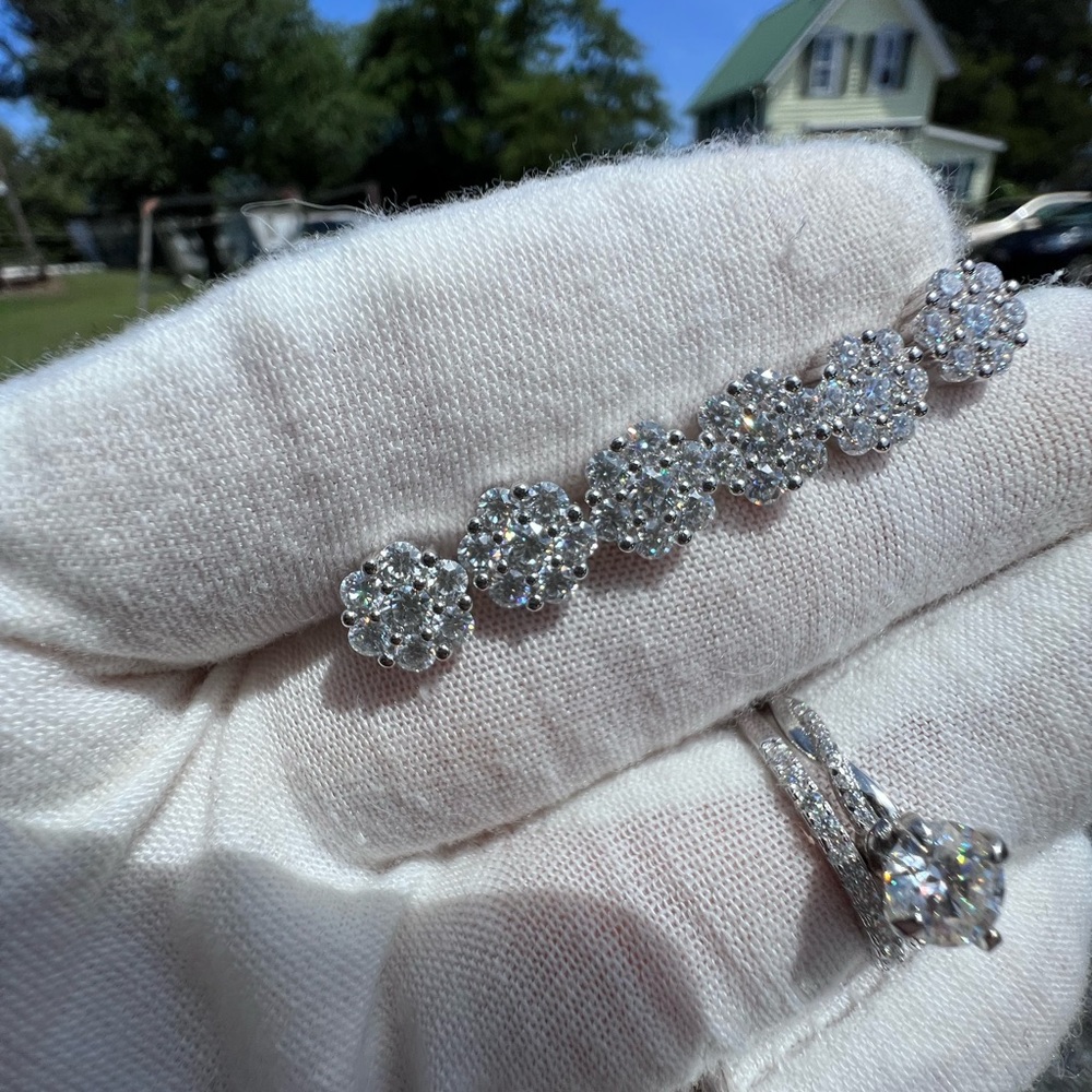 7mm Moissanite Flower Set studs / Cluster studs